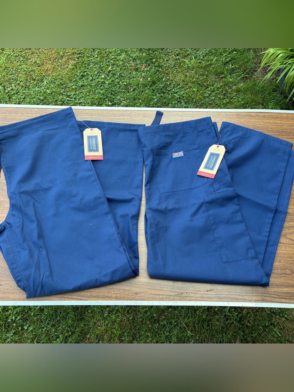 New Cherokee Men’s/ Women’s Navy Blue Cargo Scrub Pants Set of 2 Uniform Small